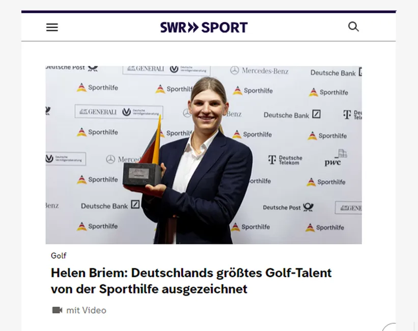 SWR Helen Briem: Deutschlands größtes Golf-Talent von der Sporthilfe ausgezeichnet